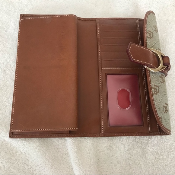 COPY - Dooney & Bourke Brown Teal Canvas Leather Monogram Canvas Wallet - Picture 6 of 11